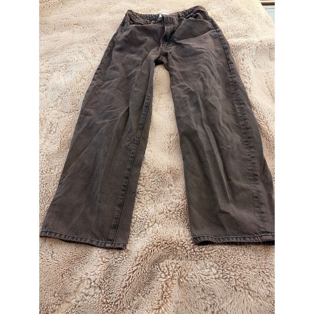 Frame Ore Dark Brown Wide Leg High Rise Cotton Denim Jeans Size 27 LBL511
